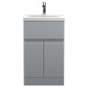 Urban Satin Grey 500mm (w) x 850mm (h) 390mm (d) Floor Standing 2-Door/Drawer Vanity Unit & Mid-Edge Ceramic Basin