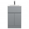 Urban  Satin Grey 500mm (w) x 828mm (h) 395mm (d) Floor Standing 2-Door/Drawer Vanity Unit & Minimalist Ceramic Basin