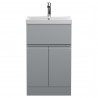 Urban Satin Grey 500mm (w) x 860mm (h) x 395mm (d) Floor Standing 2-Door/Drawer Vanity Unit & Thin-Edge Ceramic Basin