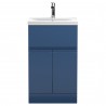 Urban Satin Blue 500mm (w) x 850mm (h) 390mm (d) Floor Standing 2-Door/Drawer Vanity Unit & Mid-Edge Ceramic Basin