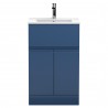 Urban  Satin Blue 500mm (w) x 828mm (h) 395mm (d) Floor Standing 2-Door/Drawer Vanity Unit & Minimalist Ceramic Basin