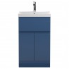 Urban Satin Blue 500mm (w) x 860mm (h) x 395mm (d) Floor Standing 2-Door/Drawer Vanity Unit & Thin-Edge Ceramic Basin