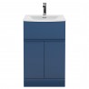 Urban Satin Blue 500mm (w) x 840mm (h) x 390mm (d) Floor Standing 2-Door/Drawer Vanity Unit & Curved Ceramic Basin