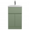 Urban Satin Green 500mm Freestanding 2 Door & Drawer Unit & Mid-Edge Ceramic Basin