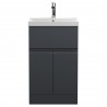 Urban Floor Standing 2-Door 1-Drawer Vanity Unit with Thin-Edge Ceramic Basin 500mm Wide - Soft Black