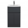 Urban Floor Standing 2-Door 1-Drawer Vanity Unit with Curved Ceramic Basin 500mm Wide - Soft Black