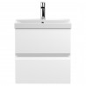 Urban Satin White 500mm (w) x 550mm (h) x 395mm (d) Wall Hung 2-Drawer Vanity Unit & Thin-Edge Ceramic Basin