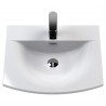 Urban Satin White 500mm (w) x 530mm (h) x 390mm (d) Wall Hung 2-Drawer Vanity Unit & Curved Ceramic Basin - Insitu