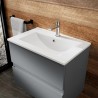 Urban Satin Grey 500mm (w) x 540mm (h) x 395mm (d) Wall Hung 2-Drawer Vanity Unit & Minimalist Ceramic Basin - Insitu