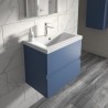 Urban Satin Blue 500mm (w) x 540mm (h) x 390mm (d) Wall Hung 2-Drawer Vanity Unit & Mid-Edge Ceramic Basin - Insitu