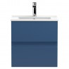 Urban Satin Blue 500mm (w) x 540mm (h) x 395mm (d) Wall Hung 2-Drawer Vanity Unit & Minimalist Ceramic Basin