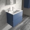 Urban Satin Blue 500mm (w) x 540mm (h) x 395mm (d) Wall Hung 2-Drawer Vanity Unit & Minimalist Ceramic Basin - Insitu