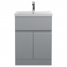 Urban Satin Grey 600mm (w) x 860mm (h) x 395mm (d) Floor Standing 2-Door/Drawer Vanity Unit & Thin-Edge Ceramic Basin