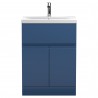 Urban Satin Blue 600mm (w) x 850mm (h) x 390mm (d) Floor Standing 2-Door/Drawer Vanity Unit & Mid-Edge Ceramic Basin