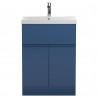 Urban Satin Blue 600mm (w) x 860mm (h) x 395mm (d) Floor Standing 2-Door/Drawer Vanity Unit & Thin-Edge Ceramic Basin