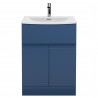 Urban Satin Blue 600mm (w) x 840mm (h) x 390mm (d) Floor Standing 2-Door/Drawer Vanity Unit & Curved Ceramic Basin