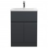 Urban Floor Standing 2-Door 1-Drawer Vanity with Mid-Edge Ceramic Basin 600mm Wide - Soft Black