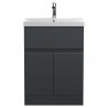 Urban Floor Standing 2-Door 1-Drawer Vanity with Thin-Edge Ceramic Basin 600mm Wide - Soft Black