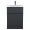 Urban Floor Standing 2-Door 1-Drawer Vanity with Curved Ceramic Basin 600mm Wide - Soft Black