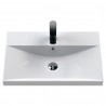 Urban Satin White 600mm (w) x 550mm (h) x 395mm (d) Wall Hung 2-Drawer Vanity Unit & Thin-Edge Ceramic Basin - Insitu