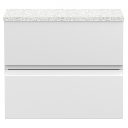 Urban Satin White 600mm (w) x 522mm (h) x 390mm (d) Wall Hung 2-Drawer Vanity Unit & Sparkling White Worktop