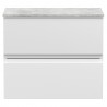 Urban Satin White 600mm (w) x 522mm (h) x 390mm (d) Wall Hung 2-Drawer Vanity Unit & Grey Worktop