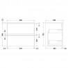 Urban Satin White 600mm (w) x 522mm (h) x 390mm (d) Wall Hung 2-Drawer Vanity Unit & Grey Worktop - Technical Drawing
