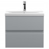 Urban Satin Grey 600mm (w) x 540mm (h) x 390mm (d) Wall Hung 2-Drawer Vanity Unit & Mid-Edge Ceramic Basin