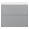 Urban Satin Grey 600mm (w) x 522mm (h) x 390mm (d) Wall Hung 2-Drawer Vanity Unit & Sparkling White Worktop