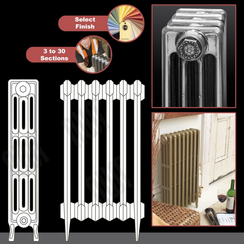 The "Gladstone" 4 Column 813mm (H) Traditional Victorian Cast Iron Radiator (3 to 30 Sections Wide)