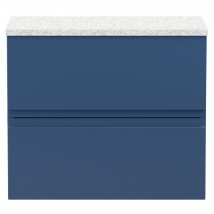 Urban Satin Blue 600mm (w) x 522mm (h) x 390mm (d) Wall Hung 2-Drawer Vanity Unit & Sparkling White Worktop
