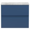 Urban Satin Blue 600mm (w) x 522mm (h) x 390mm (d) Wall Hung 2-Drawer Vanity Unit & Grey Worktop