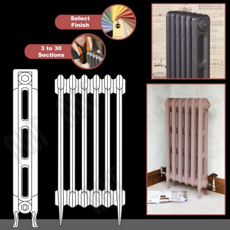 The "Victoria" 2 Column 760mm (H) Traditional Victorian Cast Iron Radiator (3 to 30 Sections Wide) - 