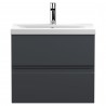 Urban Wall Hung 2-Drawer Vanity Unit with Mid-Edge Ceramic Basin 600mm Wide - Soft Black