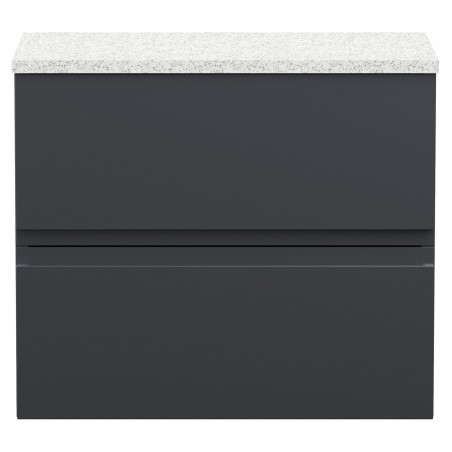 Urban Wall Hung 2-Drawer Vanity Unit with White Sparkle Laminate Worktop 600mm Wide - Soft Black