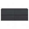 Urban Wall Hung 4-Drawer Vanity Unit with Colour Matching Laminate Worktop 1200mm Wide - Soft Black