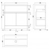 Urban Satin White 800mm (w) x 850mm (h) x 390mm (d) Floor Standing Vanity Unit & Mid-Edge Ceramic Basin - Technical Drawing