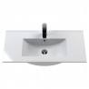 Urban Satin White 800mm (w) x 828mm (h) x 395mm (d) Floor Standing 2-Door Vanity Unit & Minimalist Ceramic Basin - Insitu