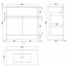 Urban Satin White 800mm (w) x 828mm (h) x 395mm (d) Floor Standing Vanity Unit & Minimalist Ceramic Basin - Technical Drawing