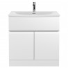 Urban Satin White 800mm (w) x 860mm (h) x 390mm (d) Floor Standing 2-Door Vanity Unit & Curved Ceramic Basin