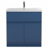 Urban Satin Blue 800mm (w) x 860mm (h) x 395mm (d) Floor Standing 2-Door Vanity Unit & Thin-Edge Ceramic Basin
