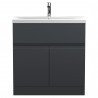 Urban Floor Standing 2-Door Vanity with Mid-Edge Ceramic Basin 800mm Wide - Soft Black