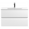 Urban Satin White 800mm (w) x 518mm (h) x 395mm (d) Wall Hung 2-Drawer Vanity Unit & Minimalist Ceramic Basin
