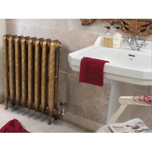 The "Kingston" 2 Column 750mm (H) Traditional Victorian Cast Iron Radiator - Antique Gold with Gold Highlight