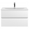 Urban Satin White 800mm (w) x 550mm (h) x 390mm (d) Wall Hung 2-Drawer Vanity Unit & Curved Ceramic Basin