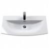 Urban Satin White 800mm (w) x 550mm (h) x 390mm (d) Wall Hung 2-Drawer Vanity Unit & Curved Ceramic Basin - Insitu