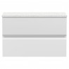 Urban Satin White 800mm (w) x 522mm (h) x 390mm (d) Wall Hung 2-Drawer Vanity Unit & Sparkling White Worktop