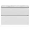 Urban Satin White 800mm (w) x 522mm (h) x 390mm (d) Wall Hung 2-Drawer Vanity Unit & Grey Worktop