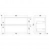 Urban Satin White 800mm (w) x 522mm (h) x 390mm (d) Wall Hung 2-Drawer Vanity Unit & Grey Worktop - Technical Drawing