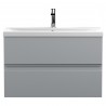 Urban Satin Grey 800mm (w) x 540mm (h) x 395mm (d) Wall Hung 2-Drawer Vanity Unit & Mid-Edge Ceramic Basin